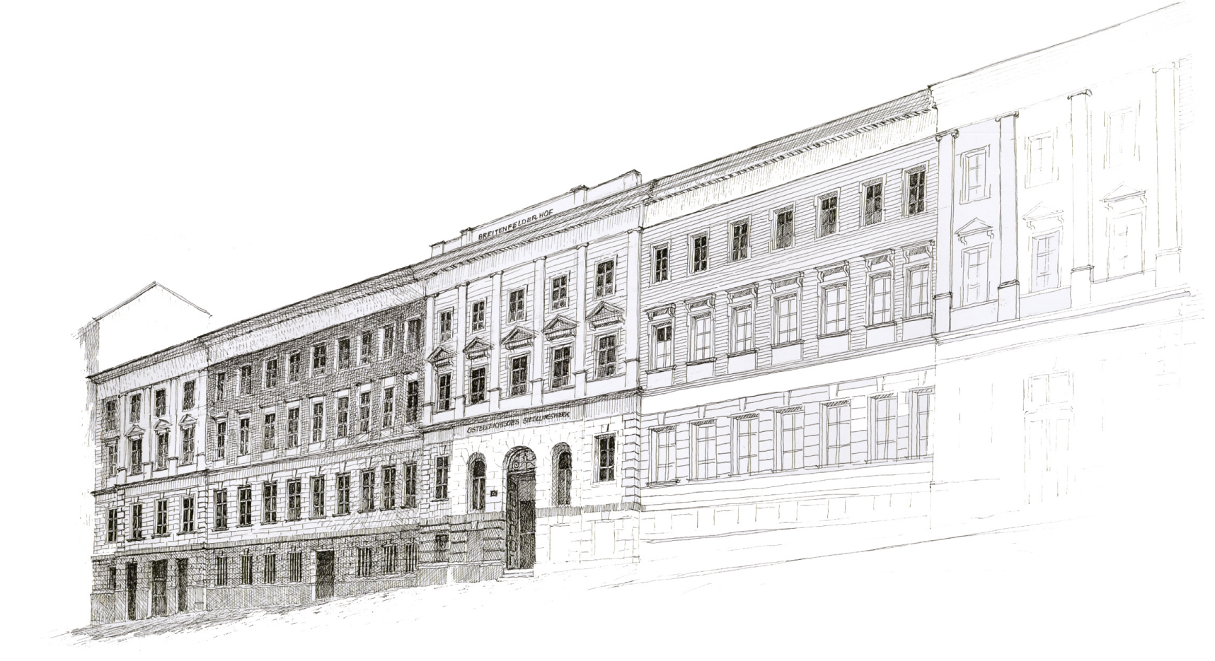 Ein alter Architekturplan des Hauses der ÖSW Firmenzentrale in der Feldgasse in 1080 Wien